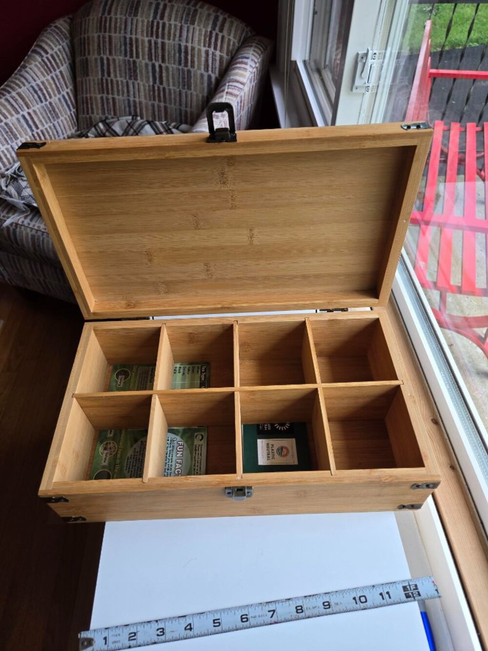 Tea Bag Organizer Wooden Tea Box W/ 8 Compartments Large Capacity Tea Holder